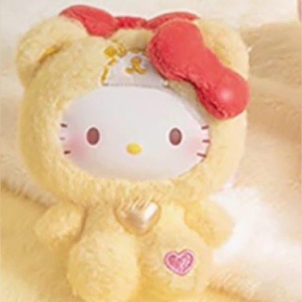 Top Toy- HELLO KITTY Teddy Pajamas Plush Keychain- Confirmed: Sunshine Pajamas